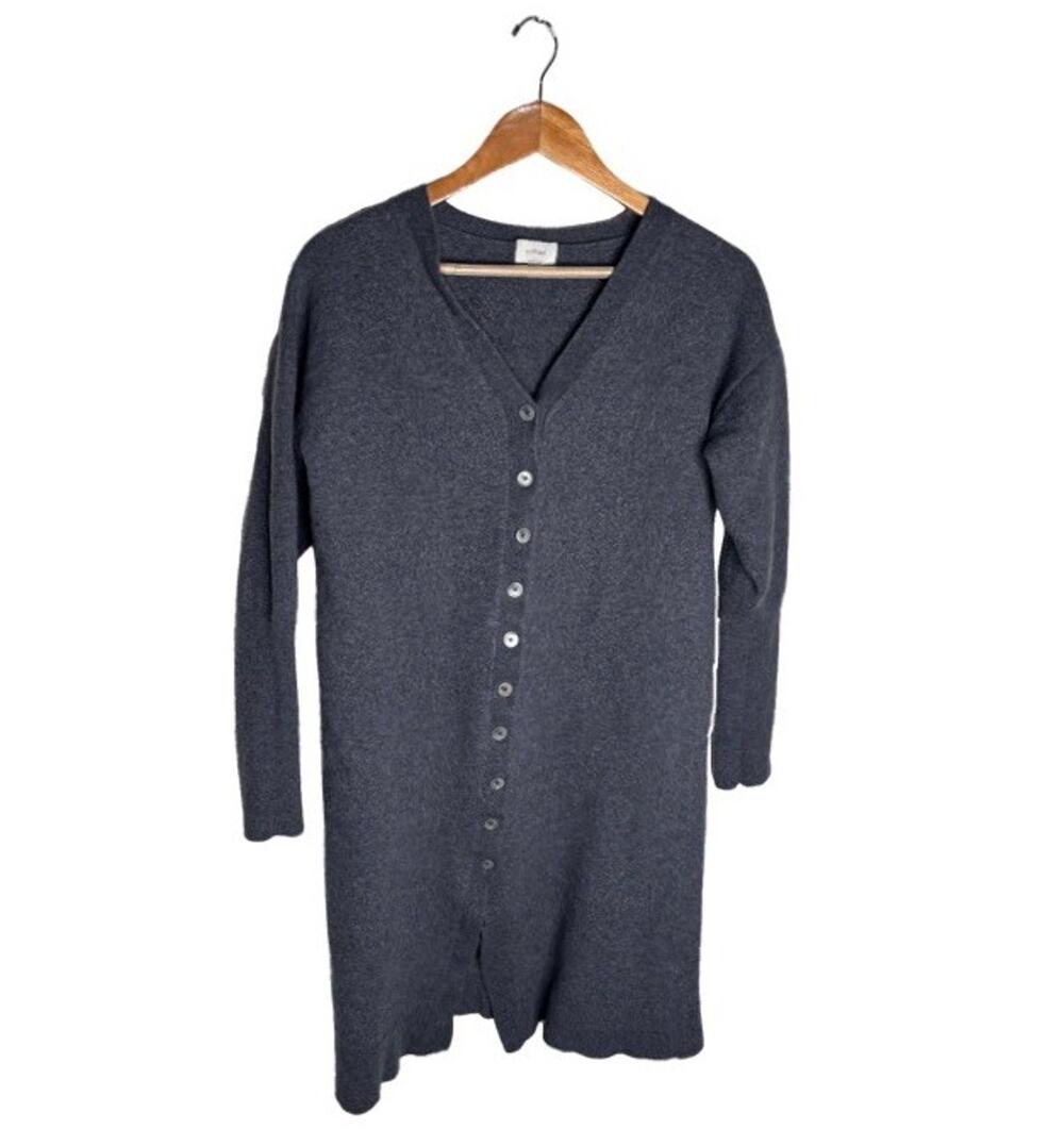 Wilifred Long Cardigan Blue Size Large Merino Wool Dusky Long Sleeves Buttons